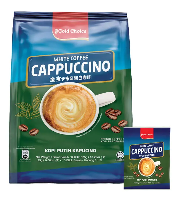 Gold Choice Inst White Coffee - Cappuccino 金宝即溶卡布奇诺白咖啡 24x20x25g
