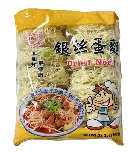 [50128] TRUST Dried Noodle - Silver Egg Noodles 信牌 银丝蛋面 12x800g